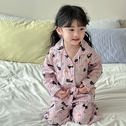 91家纺网 家纺一手货源 找家纺 （总）妍景家居生活馆 2025新款全棉纯棉儿童翻领家居服
