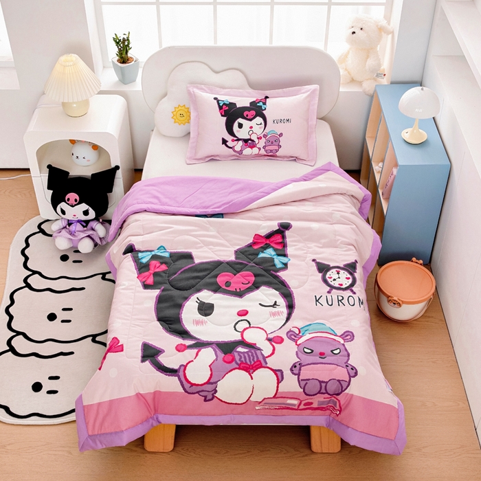 91家纺网 家纺一手货源 找家纺 乐秀家纺 2025新款三丽鸥全棉纯棉儿童夏被夏凉被空调被 时光库洛米