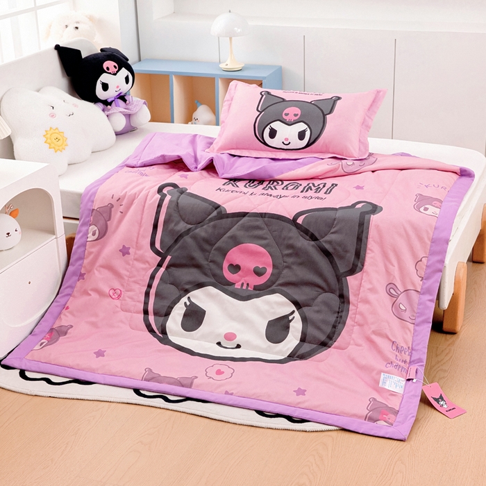 91家纺网 家纺一手货源 找家纺 乐秀家纺 2025新款三丽鸥全棉纯棉儿童夏被夏凉被空调被 黑酷使者