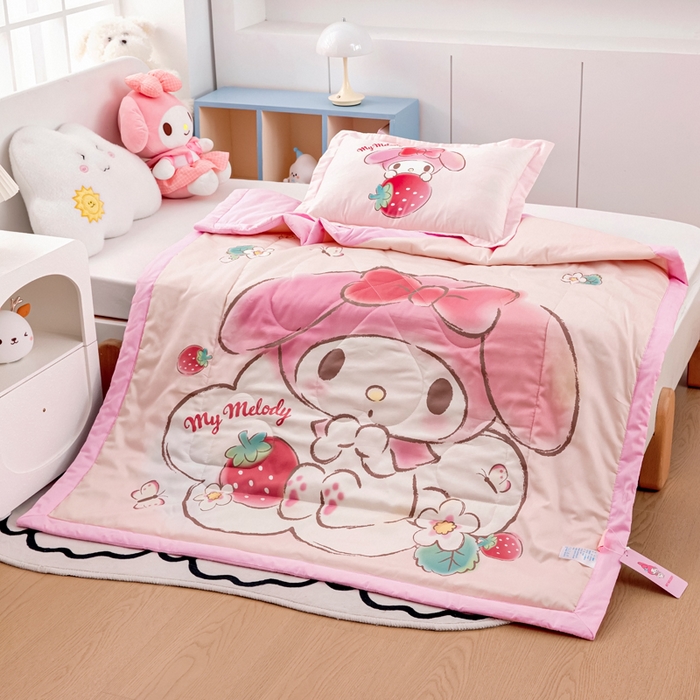 91家纺网 家纺一手货源 找家纺 乐秀家纺 2025新款三丽鸥全棉纯棉儿童夏被夏凉被空调被 花朵美乐蒂