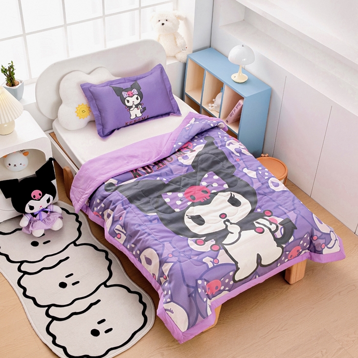 91家纺网 家纺一手货源 找家纺 乐秀家纺 2025新款三丽鸥全棉纯棉儿童夏被夏凉被空调被 可爱库洛米