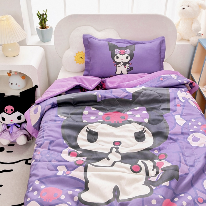 91家纺网 家纺一手货源 找家纺 乐秀家纺 2025新款三丽鸥全棉纯棉儿童夏被夏凉被空调被 可爱库洛米