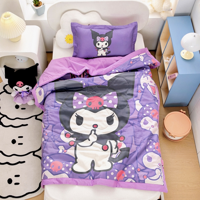 91家纺网 家纺一手货源 找家纺 乐秀家纺 2025新款三丽鸥全棉纯棉儿童夏被夏凉被空调被 可爱库洛米