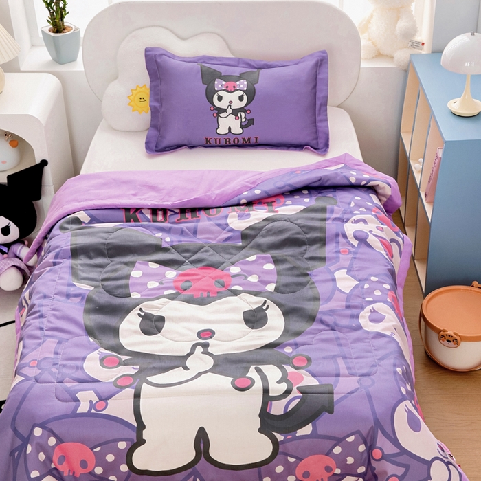 91家纺网 家纺一手货源 找家纺 乐秀家纺 2025新款三丽鸥全棉纯棉儿童夏被夏凉被空调被 可爱库洛米