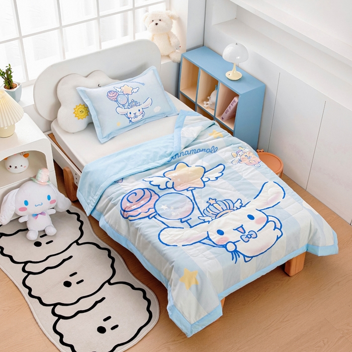 91家纺网 家纺一手货源 找家纺 乐秀家纺 2025新款三丽鸥全棉纯棉儿童夏被夏凉被空调被 快乐玉桂狗