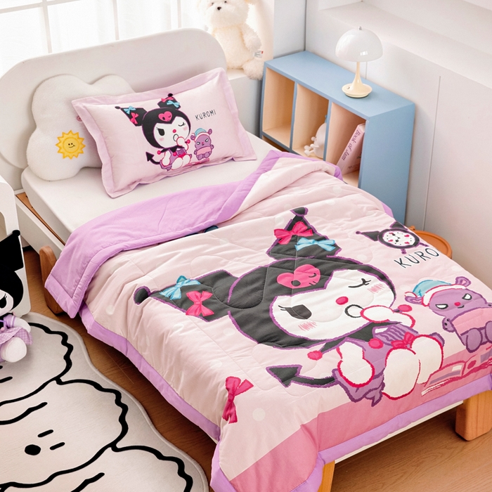 91家纺网 家纺一手货源 找家纺 乐秀家纺 2025新款三丽鸥全棉纯棉儿童夏被夏凉被空调被 时光库洛米