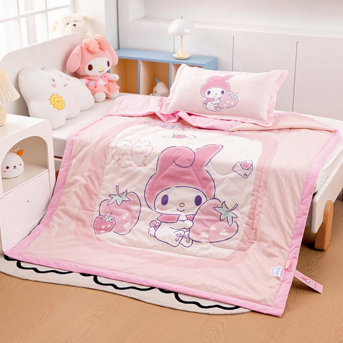 91家纺网 家纺一手货源 找家纺 乐秀家纺 2025新款三丽鸥全棉纯棉儿童夏被夏凉被空调被 天使美乐蒂