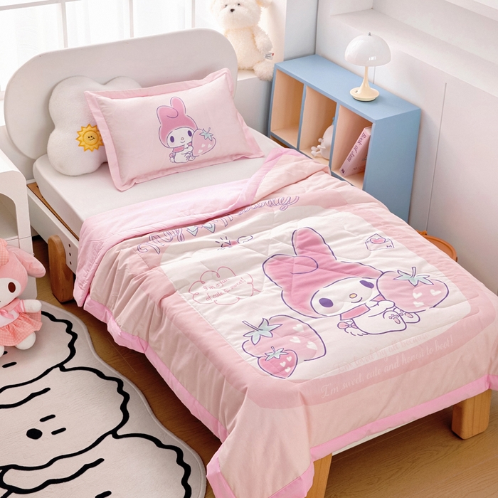 91家纺网 家纺一手货源 找家纺 乐秀家纺 2025新款三丽鸥全棉纯棉儿童夏被夏凉被空调被 天使美乐蒂