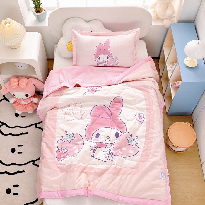 91家纺网 家纺一手货源 找家纺 乐秀家纺 2025新款三丽鸥全棉纯棉儿童夏被夏凉被空调被 天使美乐蒂