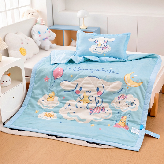 91家纺网 家纺一手货源 找家纺 乐秀家纺 2025新款三丽鸥全棉纯棉儿童夏被夏凉被空调被 云朵玉桂狗