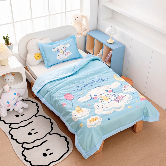 91家纺网 家纺一手货源 找家纺 乐秀家纺 2025新款三丽鸥全棉纯棉儿童夏被夏凉被空调被 云朵玉桂狗