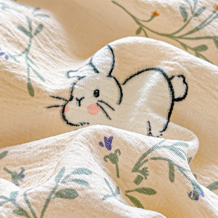 91家纺网 家纺一手货源 找家纺 创优  2025新款有氧双层纱小清新印花小花边夏被夏凉被可机洗空调被子被芯 森田野园