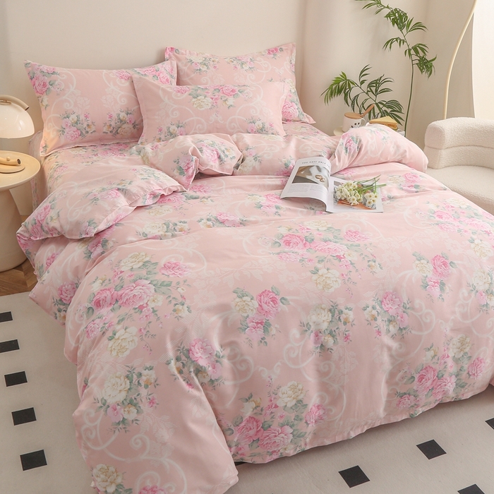 91家纺网 家纺一手货源 找家纺 圣锦 2025新款全棉四件套倾城花恋