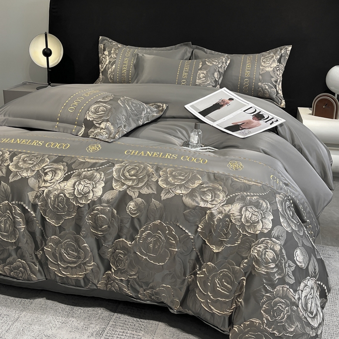 91家纺网 家纺一手货源 找家纺 （总）金阳光家纺 2025新款金丝提花浮雕水洗天丝四件套