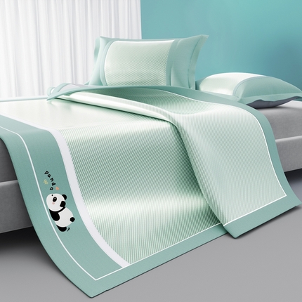 川悦生活 2025新款纯色凉感冰丝席-大床 眠眠熊猫-青绿