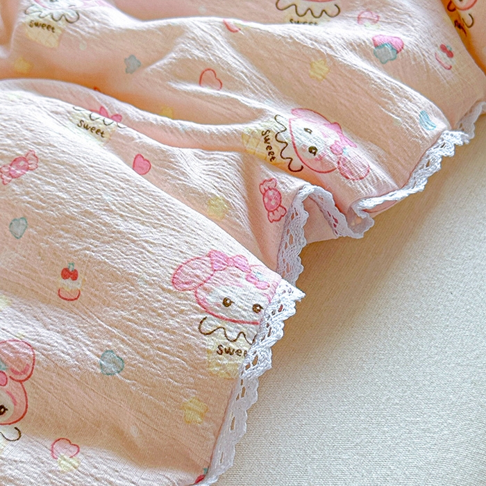 91家纺网 家纺一手货源 找家纺 创优  2025新款有氧双层纱小清新印花小花边夏被夏凉被可机洗空调被子被芯 小美冰激凌