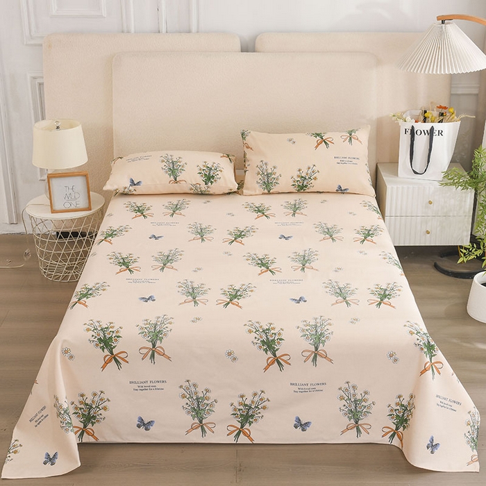 91家纺网 家纺一手货源 找家纺 红日子纺织品 2025新款艾草老粗布床单印花凉席三件套 山梦