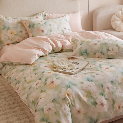 2025新款全棉纯棉【如梦令】红金裸盖棉四件套【标准号全网控价（折后券后）不低于199元】 春意浓