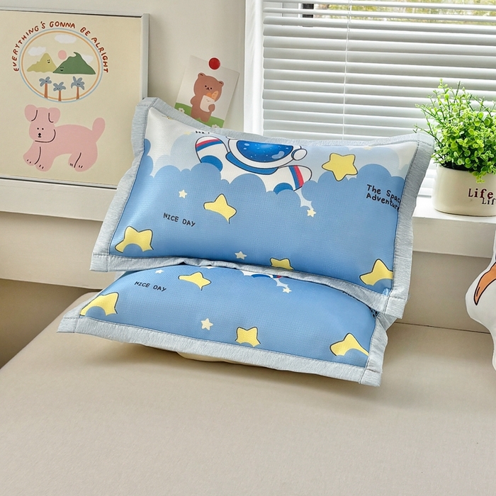 91家纺网 家纺一手货源 找家纺 博雅2025新款冰丝单枕套三丽欧，宇航员，卡皮 星星宇航员