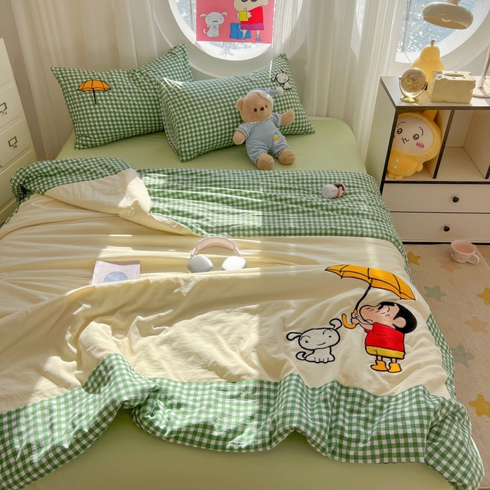 91家纺网 家纺一手货源 找家纺 （总）子钦2025春夏新款水洗棉云朵棉毛巾绣ins风单夏被夏被四件套