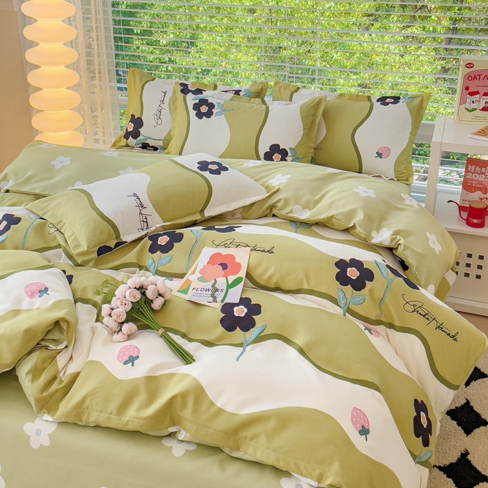 91家纺网 家纺一手货源 找家纺 2025新款亲肤磨毛四件套 茉彩花韵