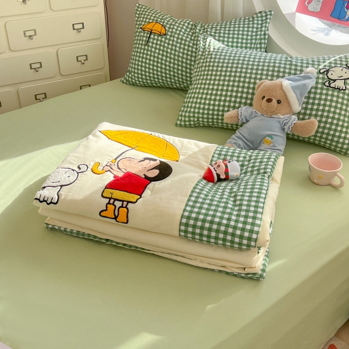 91家纺网 家纺一手货源 找家纺 （总）子钦2025春夏新款水洗棉云朵棉毛巾绣ins风单夏被夏被四件套