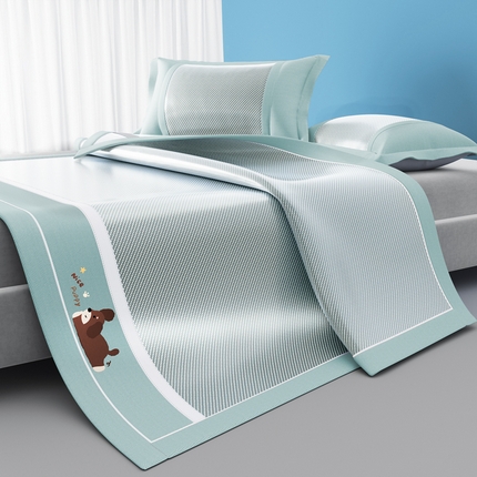 91家纺网 家纺一手货源 找家纺 川悦生活 2025新款纯色凉感冰丝席-大床 帕帕狗仔-蓝灰