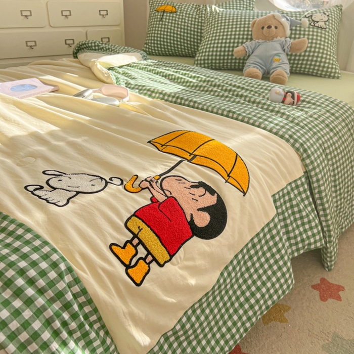 91家纺网 家纺一手货源 找家纺 （总）子钦2025春夏新款水洗棉云朵棉毛巾绣ins风单夏被夏被四件套