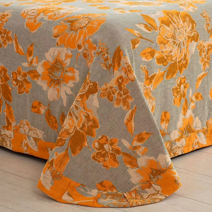 91家纺网 家纺一手货源 找家纺 双层纱家居 2025新款浅色系列双层纱四件套 金玉满堂黄