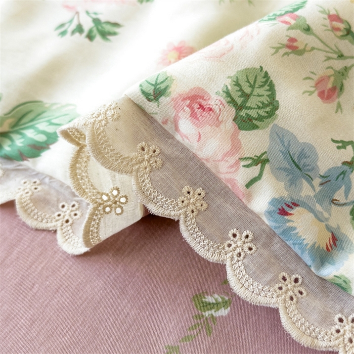 91家纺网 家纺一手货源 找家纺 2025新款全棉花边大豆夏被四件套 可妮露