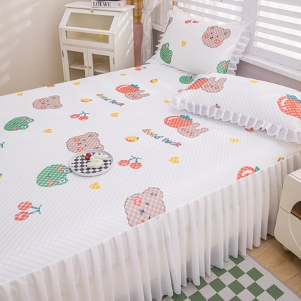  2025新款A类冰豆豆床裙款印花凉席 樱桃乐园