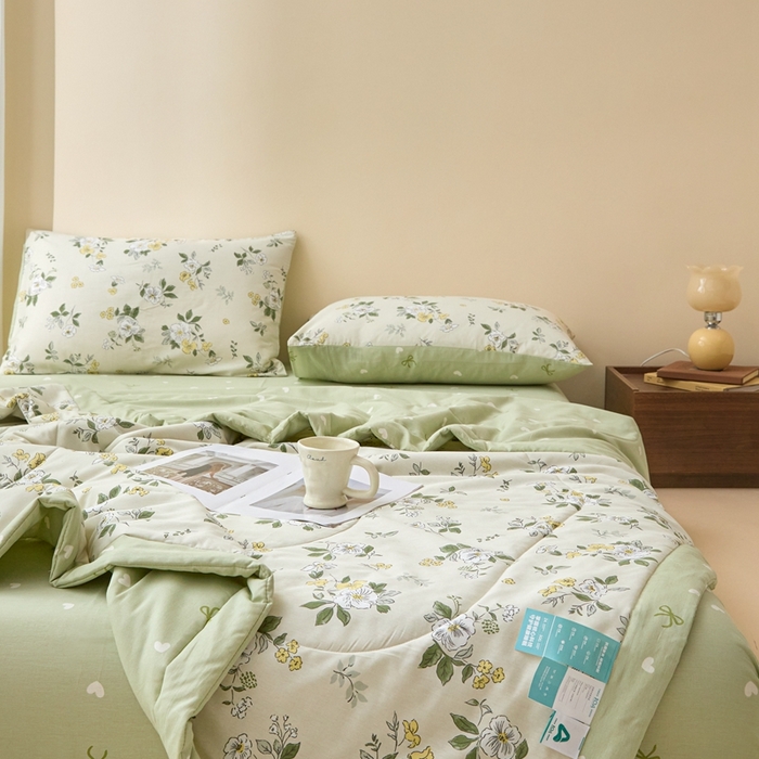 91家纺网 家纺一手货源 找家纺 珂博家纺2025新款亲肤全棉印花夏被 花香雪