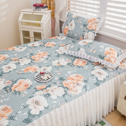 91家纺网 家纺一手货源 找家纺 （总） 2025新款A类冰豆豆床裙款印花凉席