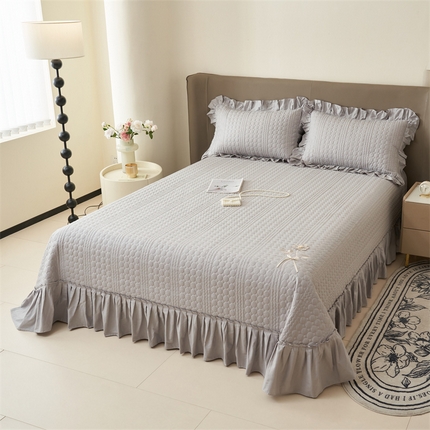 91家纺网 家纺一手货源 找家纺 恒爱 2025新款A类全棉纯棉多功能单床盖-一枝独秀 浅灰