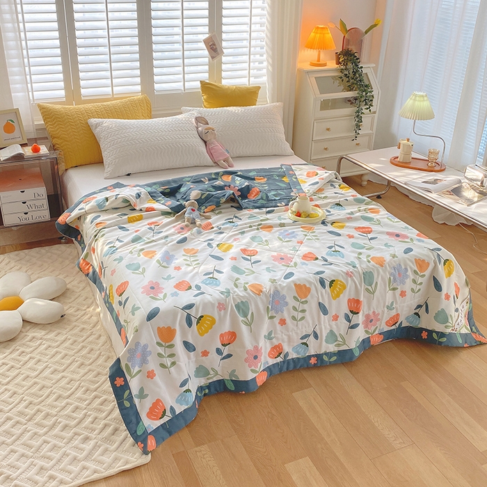 91家纺网 家纺一手货源 找家纺  2025新款A类全棉棉花夏被纯棉夏被 被子被芯 落落繁花