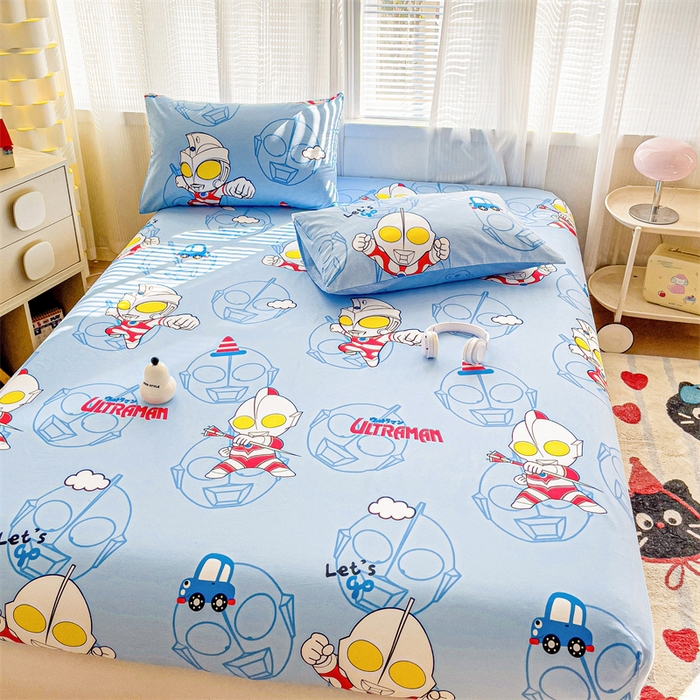 91家纺网 家纺一手货源 找家纺 名兮家居 2025新款正版授权经典奥特曼-三丽鸥全棉印花床笠 奥特兄弟