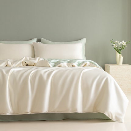 悦织湾家纺 2025新款麻绳款水洗冰丝四件套轻奢时尚纯色学生宿舍单双人床上用品四件套 麻绳款-芝士果绿