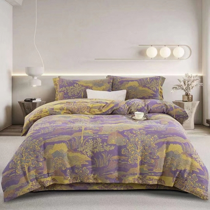 91家纺网 家纺一手货源 找家纺 双层纱家居 2025新款浅色系列双层纱四件套 林江仙