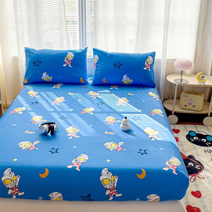 91家纺网 家纺一手货源 找家纺 名兮家居 2025新款正版授权经典奥特曼-三丽鸥全棉印花床笠 艾斯奥特曼