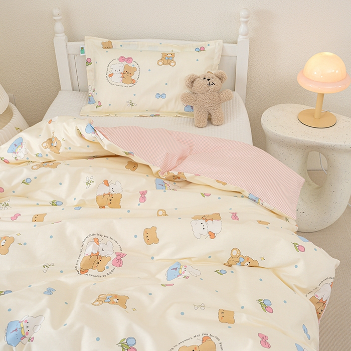 91家纺网 家纺一手货源 找家纺 良佐生活 2025新款高支高密全棉儿童被套 心心相印