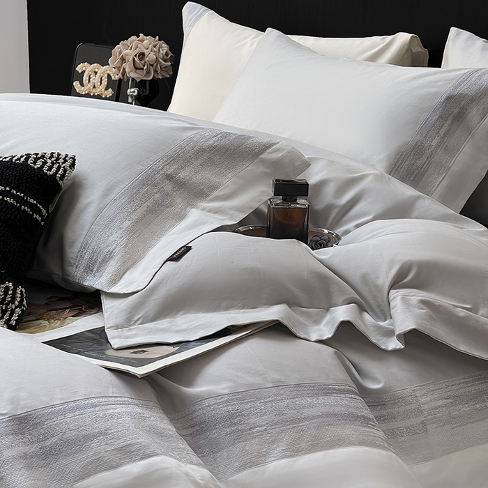 91家纺网 家纺一手货源 找家纺 直播爆款A类100支长绒棉夹棉床盖床笠四件套全棉纯棉床单加厚高端重工刺绣四季款床上用品 瑾雅-蔓帝灰