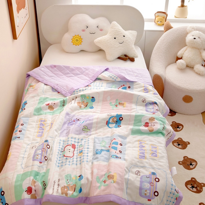 91家纺网 家纺一手货源 找家纺 梵赫   2025新款全棉卡通夏被 快乐旅行