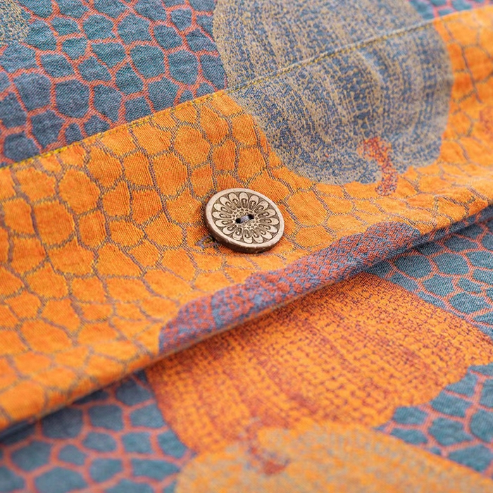 91家纺网 家纺一手货源 找家纺 双层纱家居 2025新款浅色系列双层纱四件套 南瓜-橘蓝