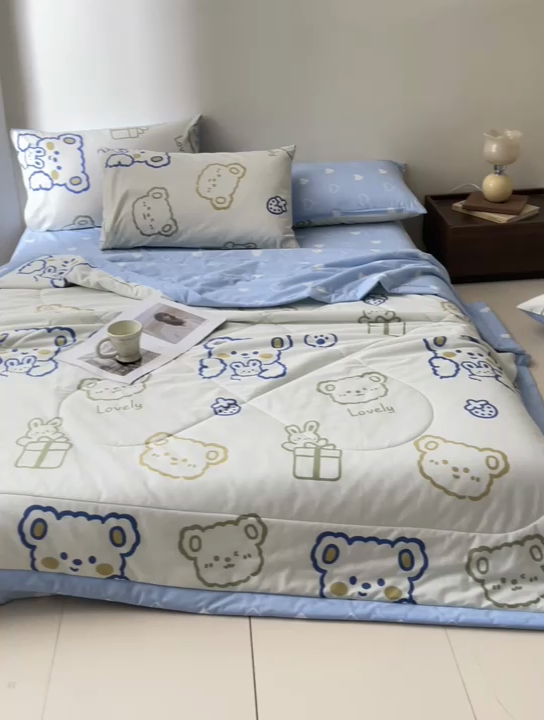 91家纺网 家纺一手货源 找家纺 珂博家纺2025新款亲肤全棉印花夏被 奶油布丁