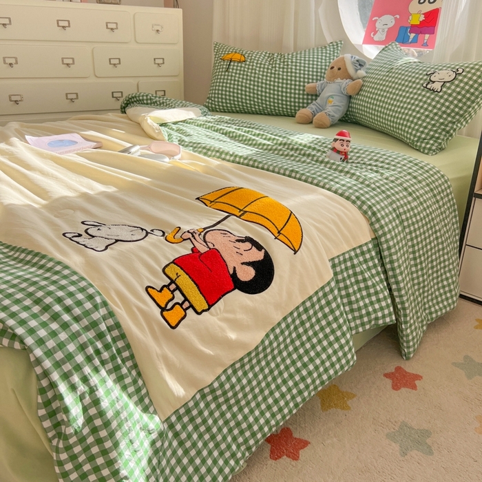 91家纺网 家纺一手货源 找家纺 （总）子钦2025春夏新款水洗棉云朵棉毛巾绣ins风单夏被夏被四件套