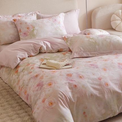 2025新款全棉纯棉【如梦令】红金裸盖棉四件套【标准号全网控价（折后券后）不低于199元】 繁花漫漫