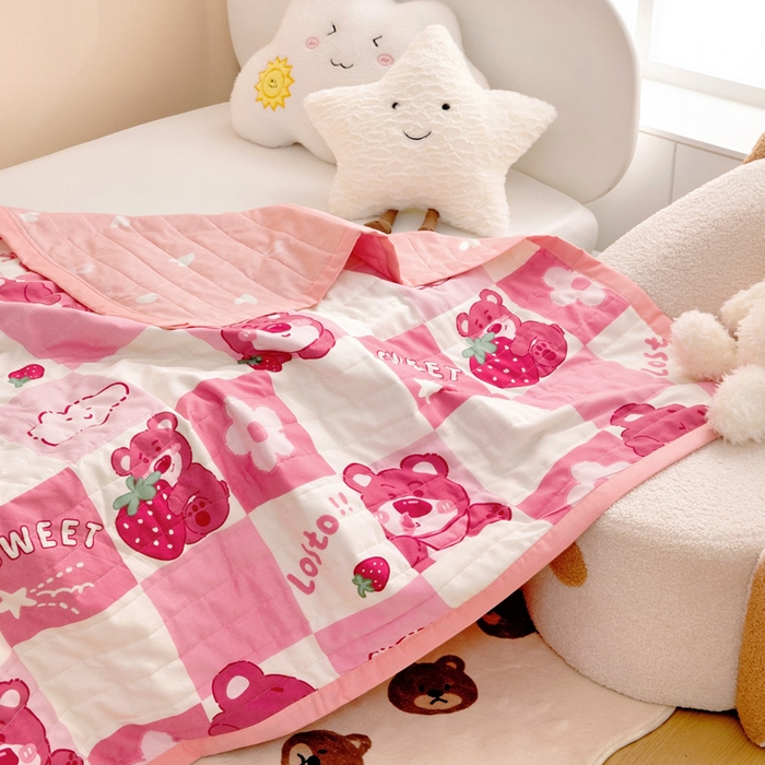 91家纺网 家纺一手货源 找家纺 梵赫   2025新款全棉卡通夏被 甜莓日记