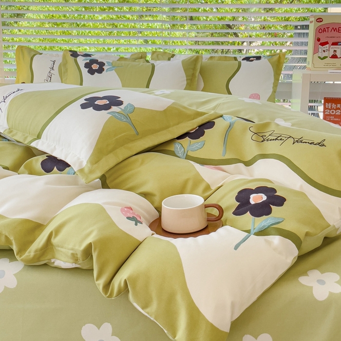 91家纺网 家纺一手货源 找家纺 2025新款亲肤磨毛四件套 茉彩花韵