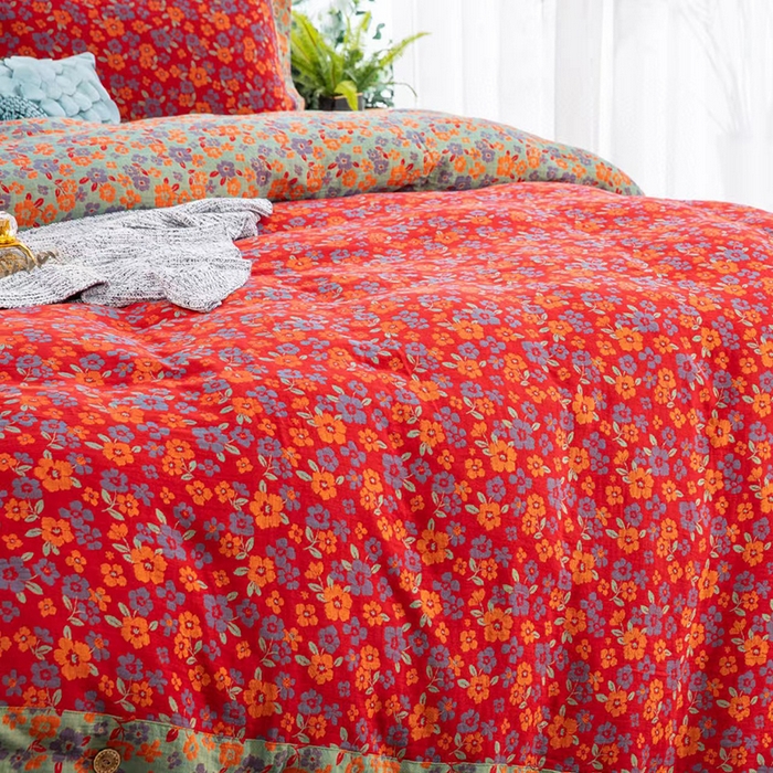 91家纺网 家纺一手货源 找家纺 双层纱家居 2025新款深色系列双层纱四件套 花间物语红