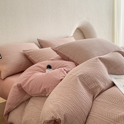 91家纺网 家纺一手货源 找家纺 寐眠2025新款全棉三层纱提花四件套 桑榆暮影